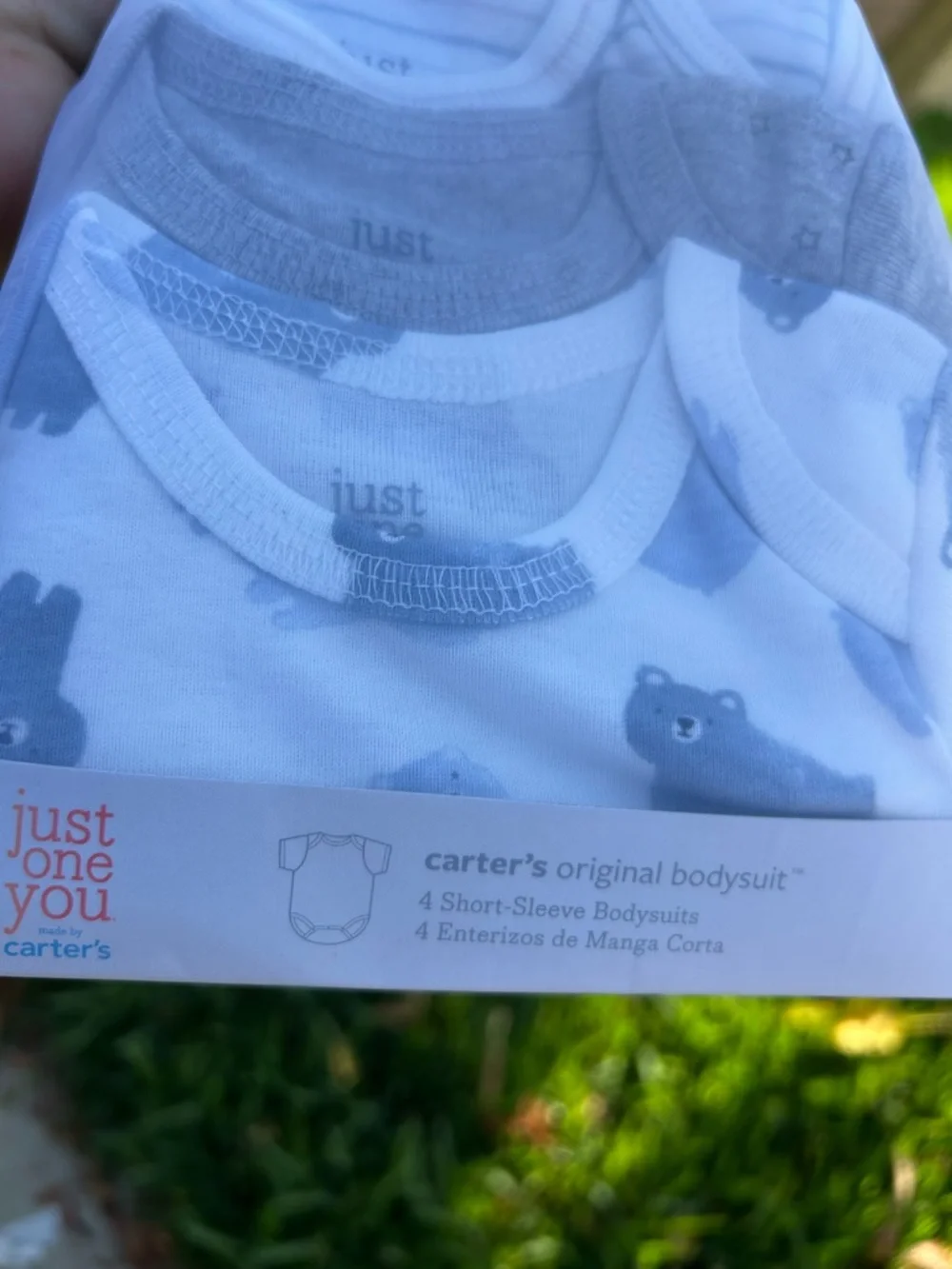 Carter's Neutral Baby Bodysuit Set - Gray & White with Bear Print